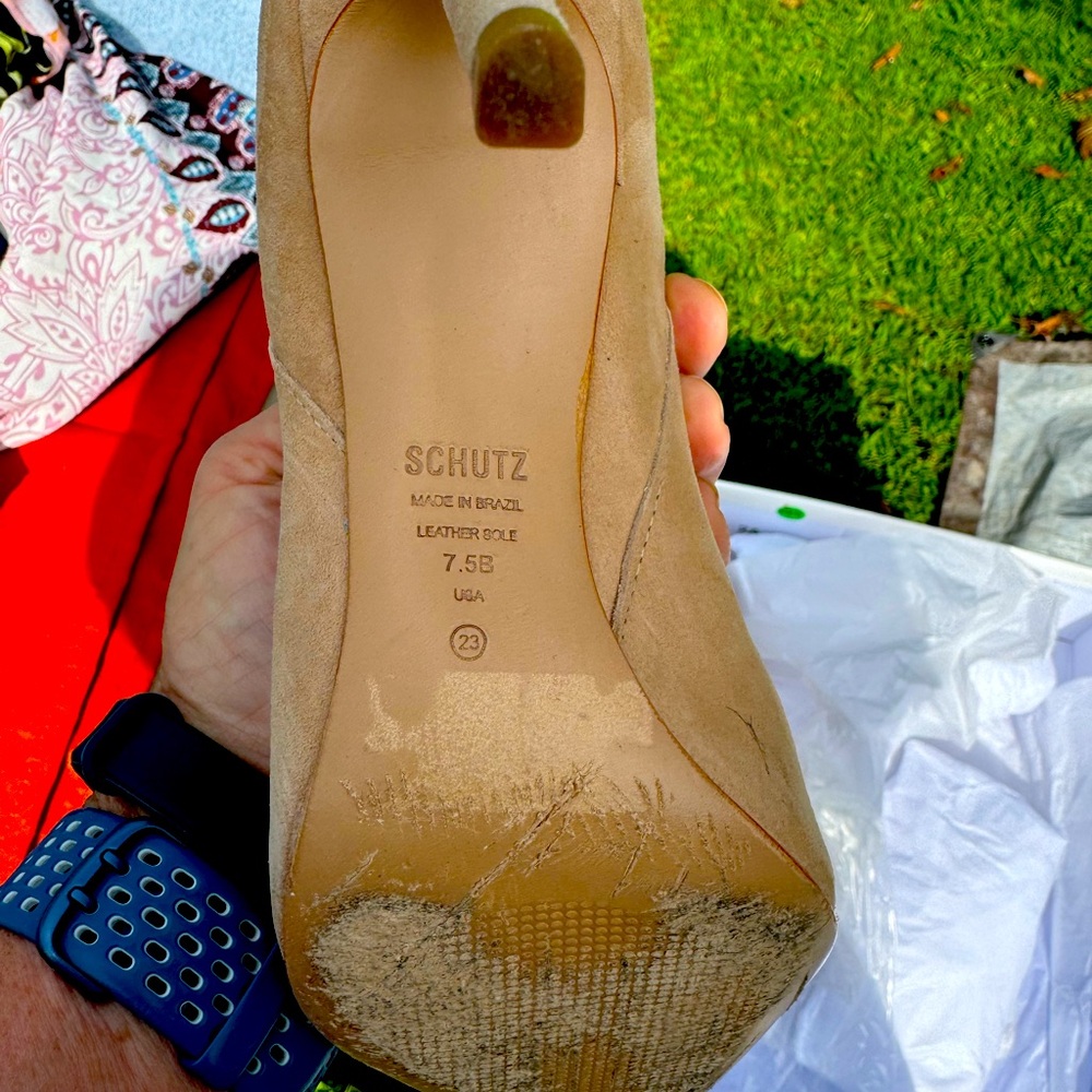 Pair of Schutz suede booties. Perfect for jeans or skirt. Like new 7.5 B